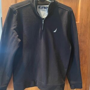Nautica Men’s Black Half-Zip Pullover with White Logo